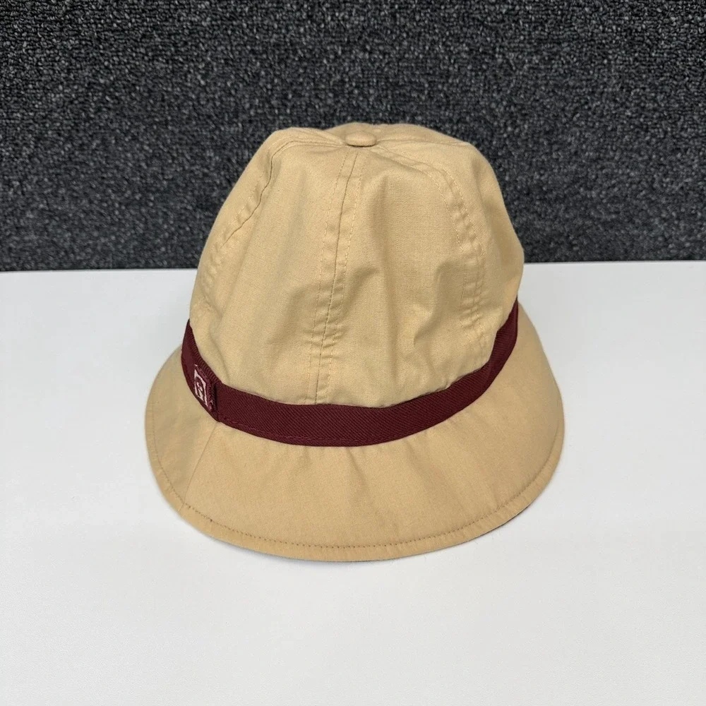 Vintage Etienne Aigner 60s Bucket Hat Union Label USA Tan/Burgundy Sz L Mens USA